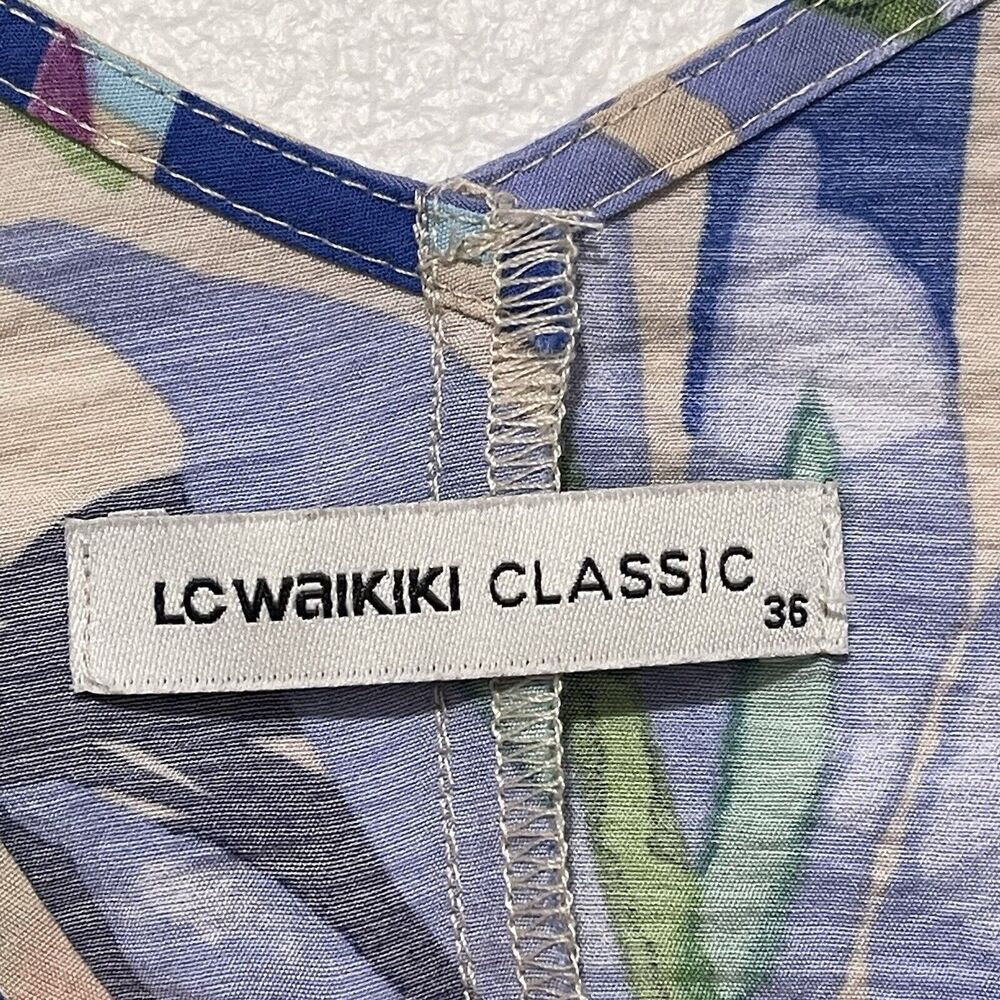 LC Waikiki Dress Women Size 36 Floral Printed Midi A-Line Heart Collar Sundress - Picture 3 of 5